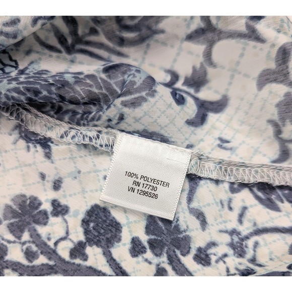 Converse One Star Women's XS Loose Fit Blue Floral Sheer Sleeveless Pleated Top - Picture 9 of 11